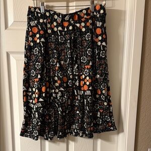 Floral Geometric Black and Coral LuLaRoe Madison Skirt